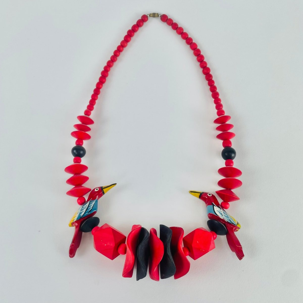 Chunky Wooden Necklace with Tropical Birds - Hart & Hive