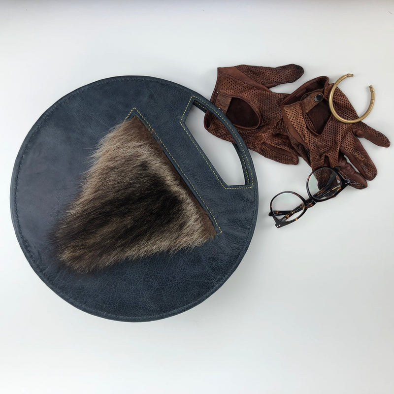 Leather & Racoon Fur Circular Purse - Hart & Hive