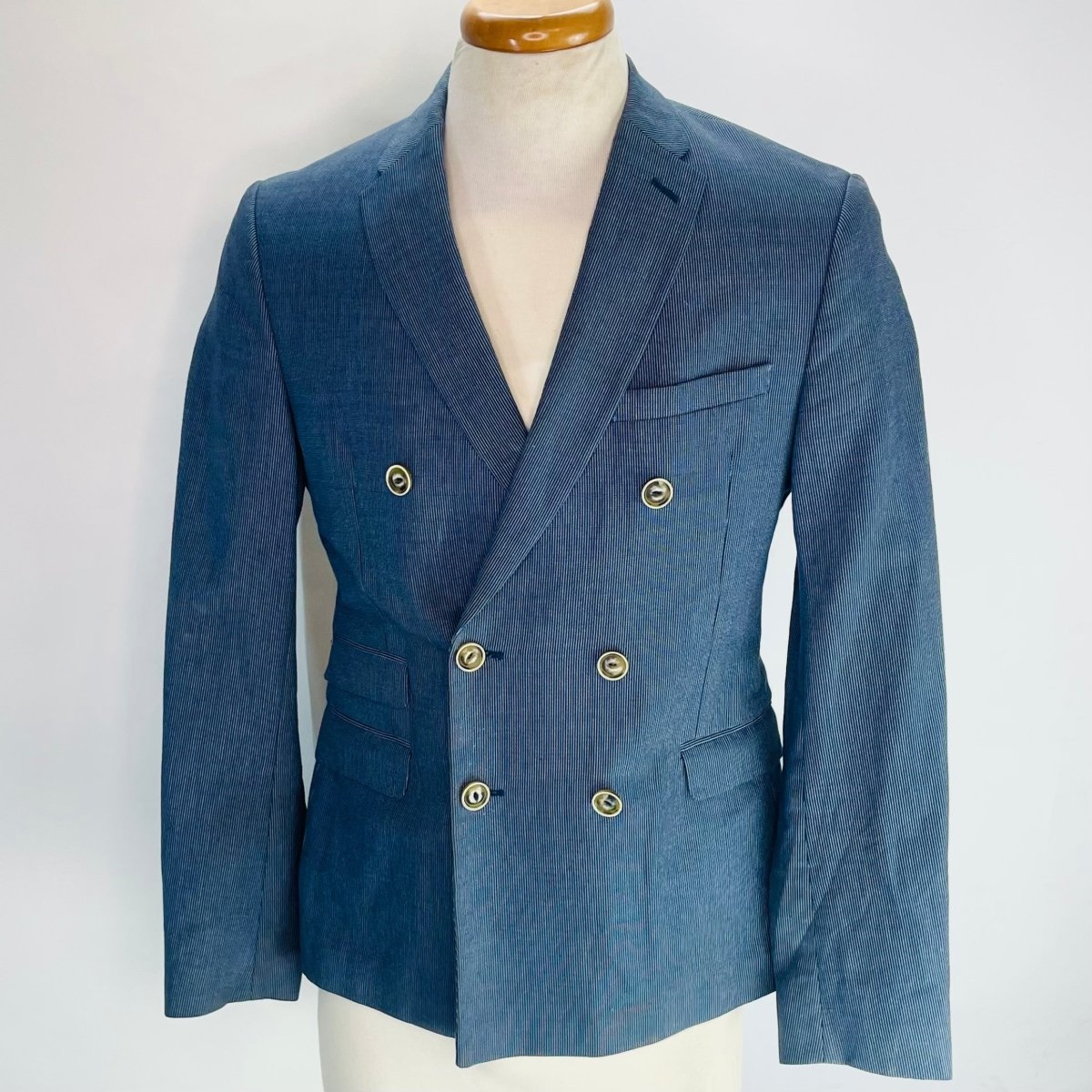 Double Breasted Steel Blue Blazer - Hart & Hive