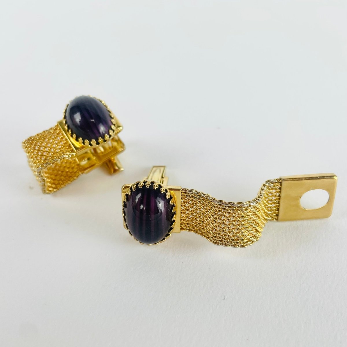 Gold Cuff links with Stone - Hart & Hive