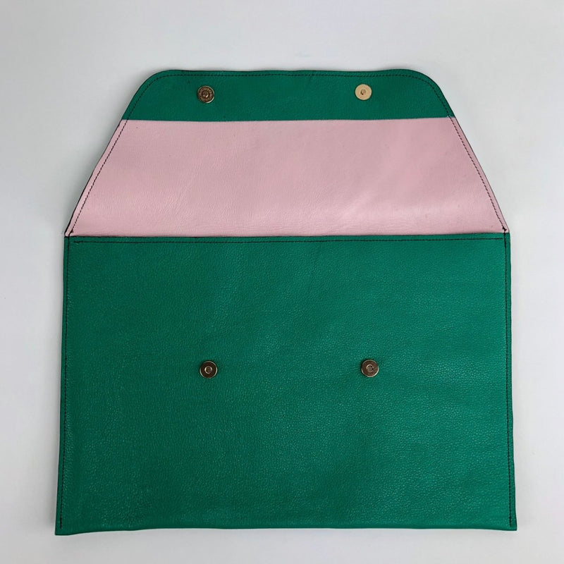 Kelly Green Leather Envelope Clutch - Hart & Hive