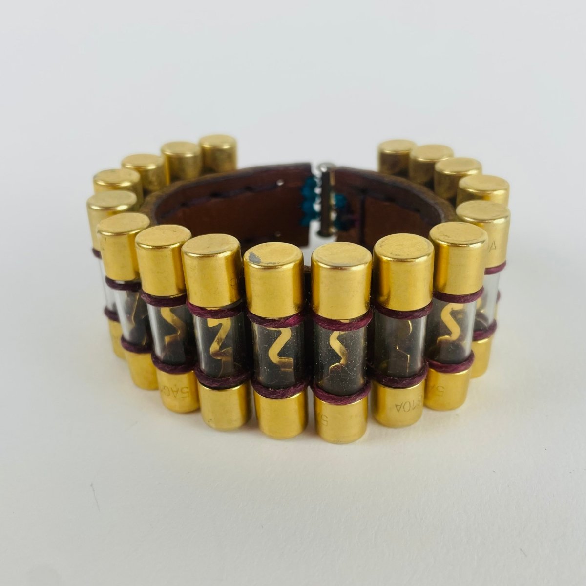 Leather Cuff with Gold & Glass Detail - Hart & Hive