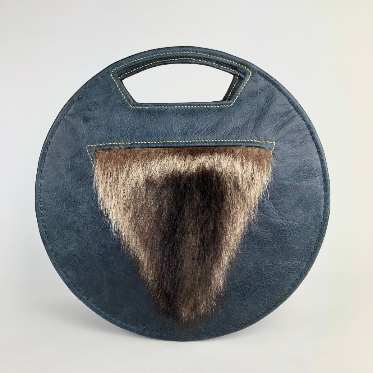 Leather & Racoon Fur Circular Purse - Hart & Hive