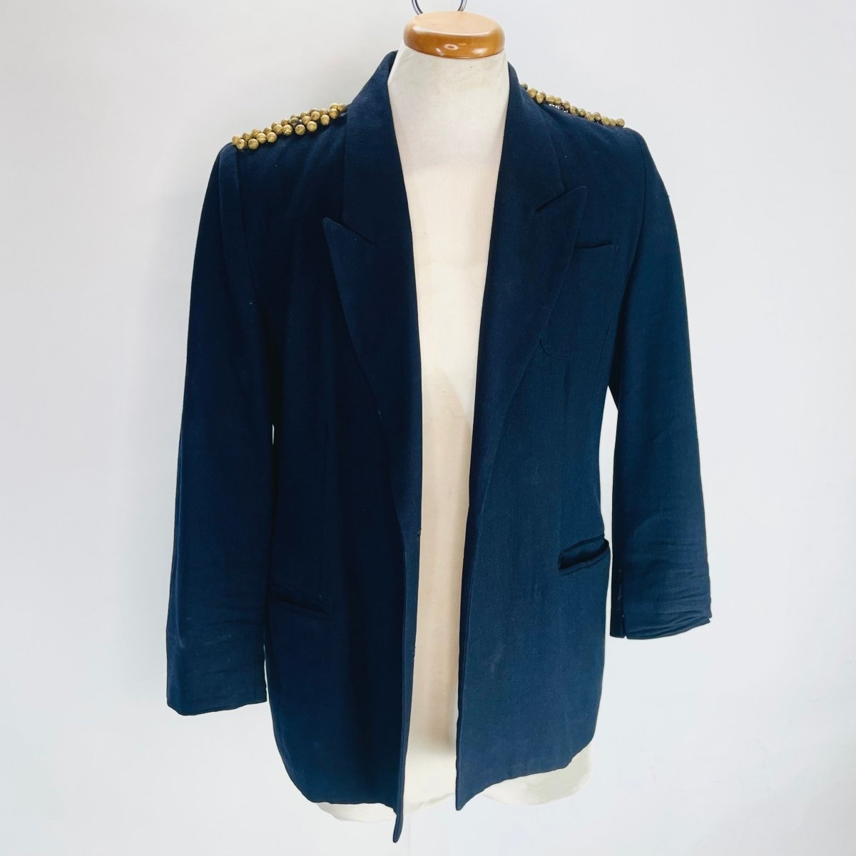 Navy Blue Blazer with Brass Bauble Epaulettes - Hart & Hive