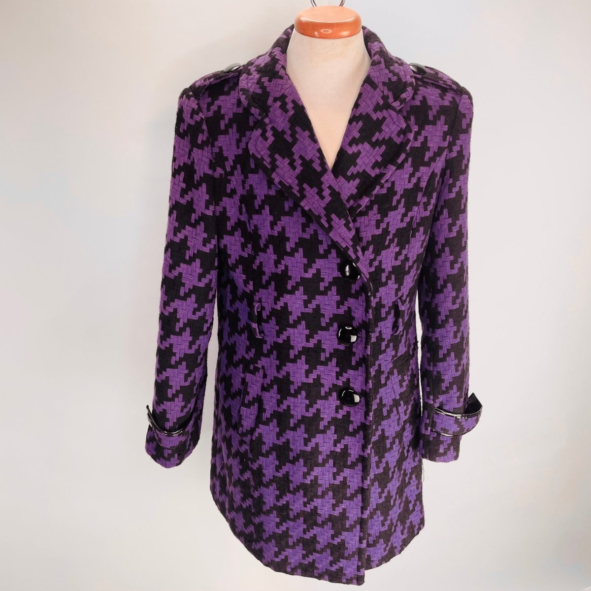 Purple & Black Houndstooth Coat - Hart & Hive