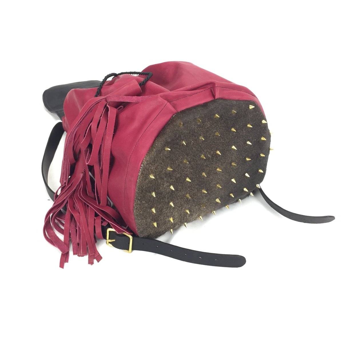 Red Leather Drawstring Backpack - Hart & Hive