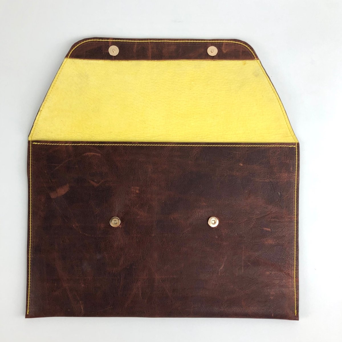 Rustic Brown Leather Envelope Clutch - Hart & Hive