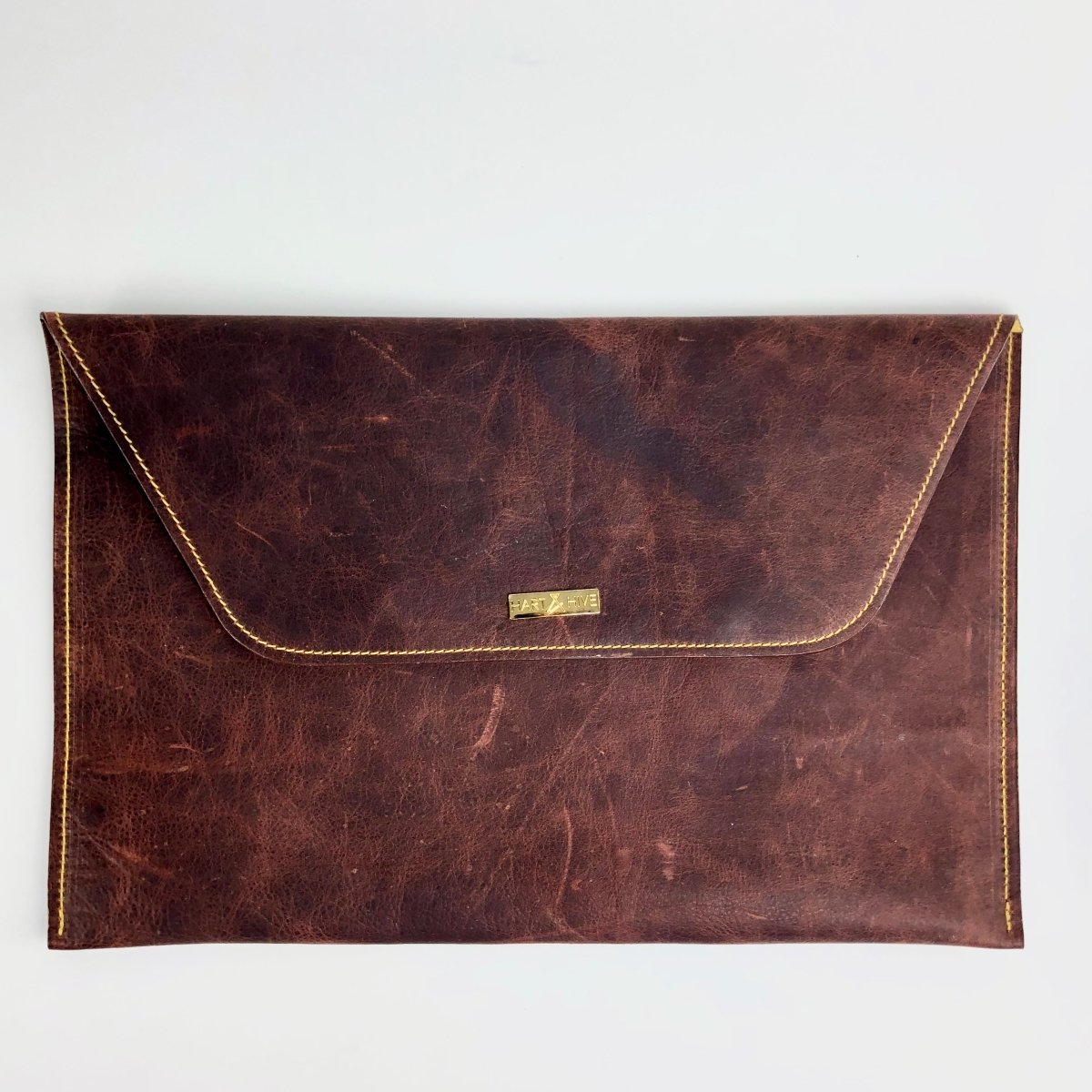 Rustic Brown Leather Envelope Clutch - Hart & Hive