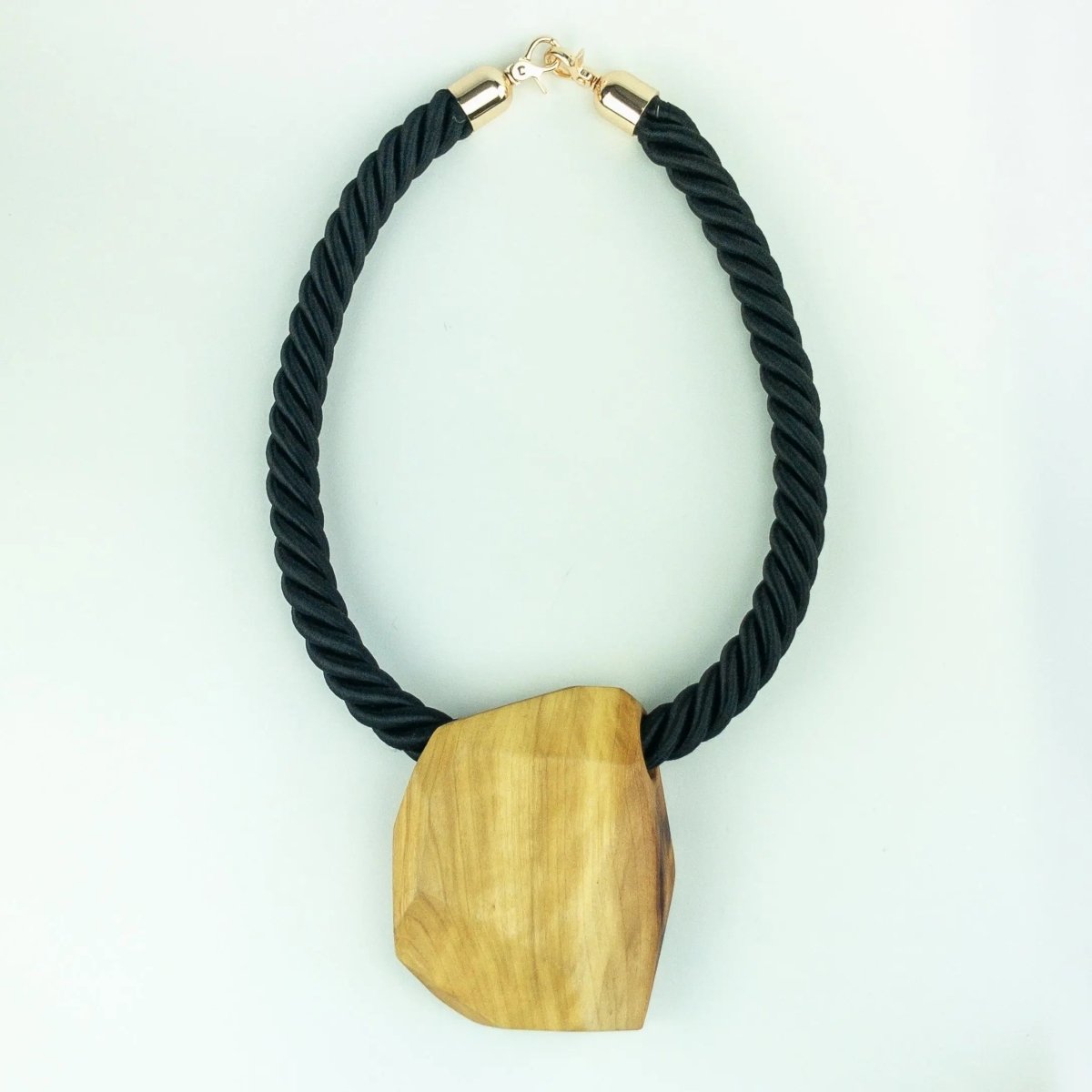 Chunky Wooden Necklace and Drop Earrings - Brown