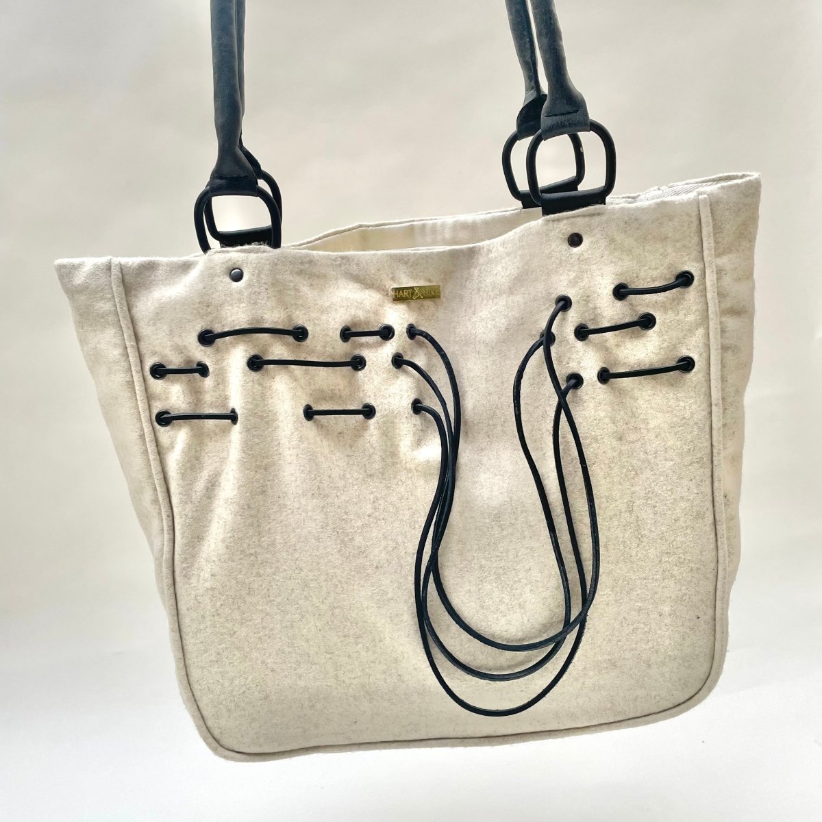 Wool Tote Bag with Leather Droop - Hart & Hive