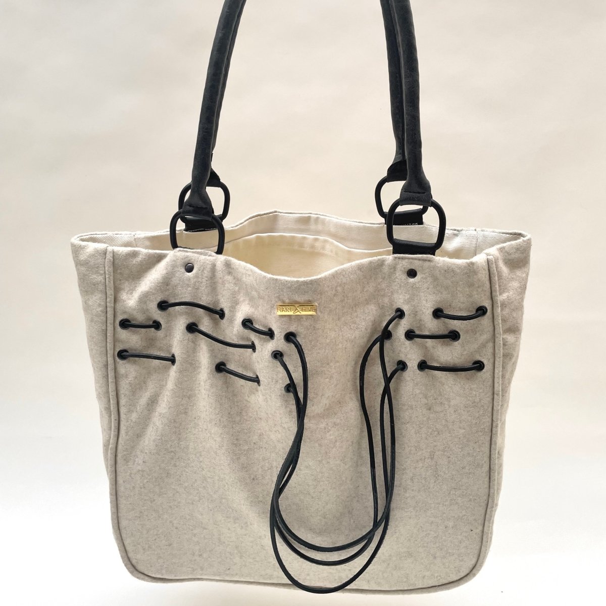 Wool Tote Bag with Leather Droop - Hart & Hive