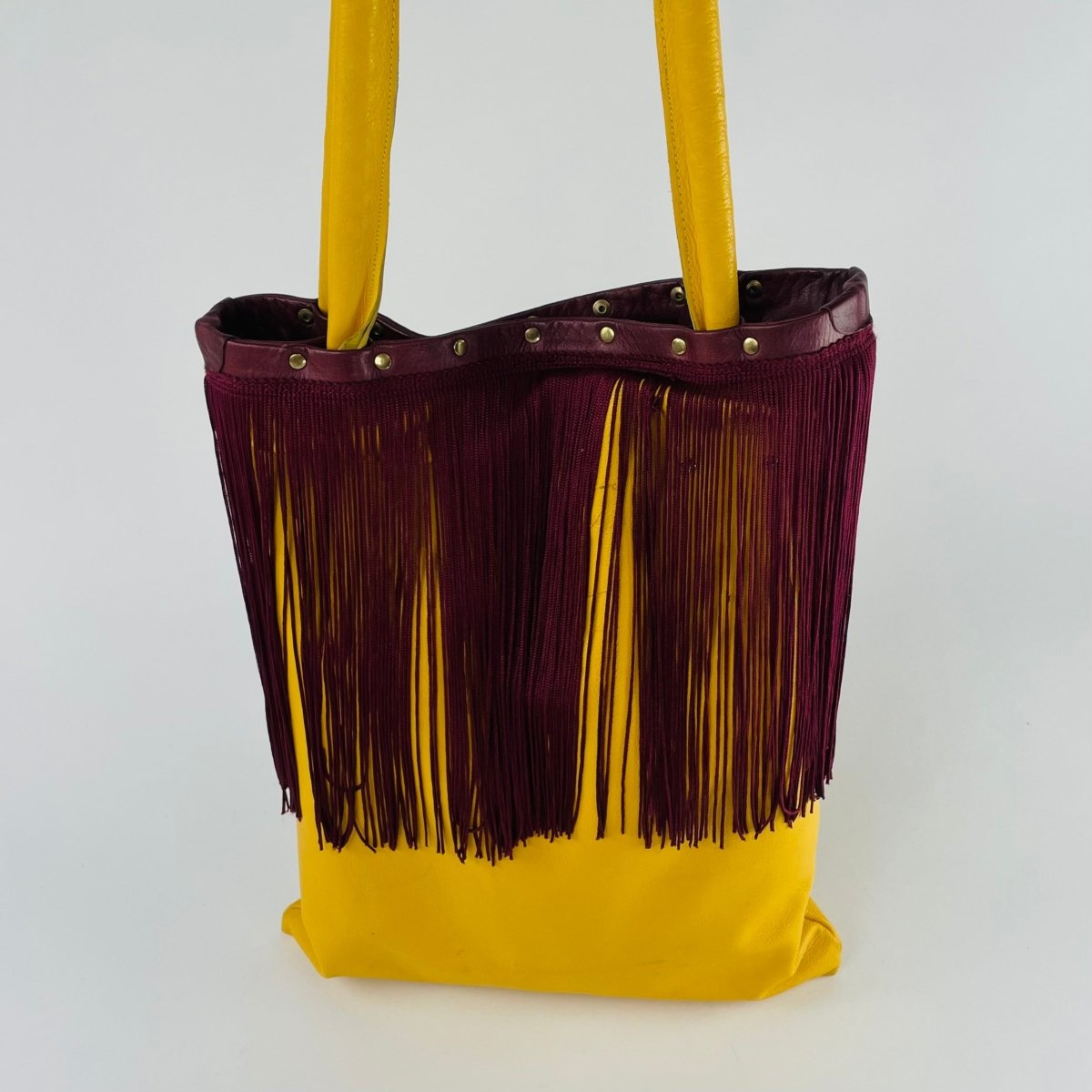 Yellow Totebag with Red Fringe - Hart & Hive